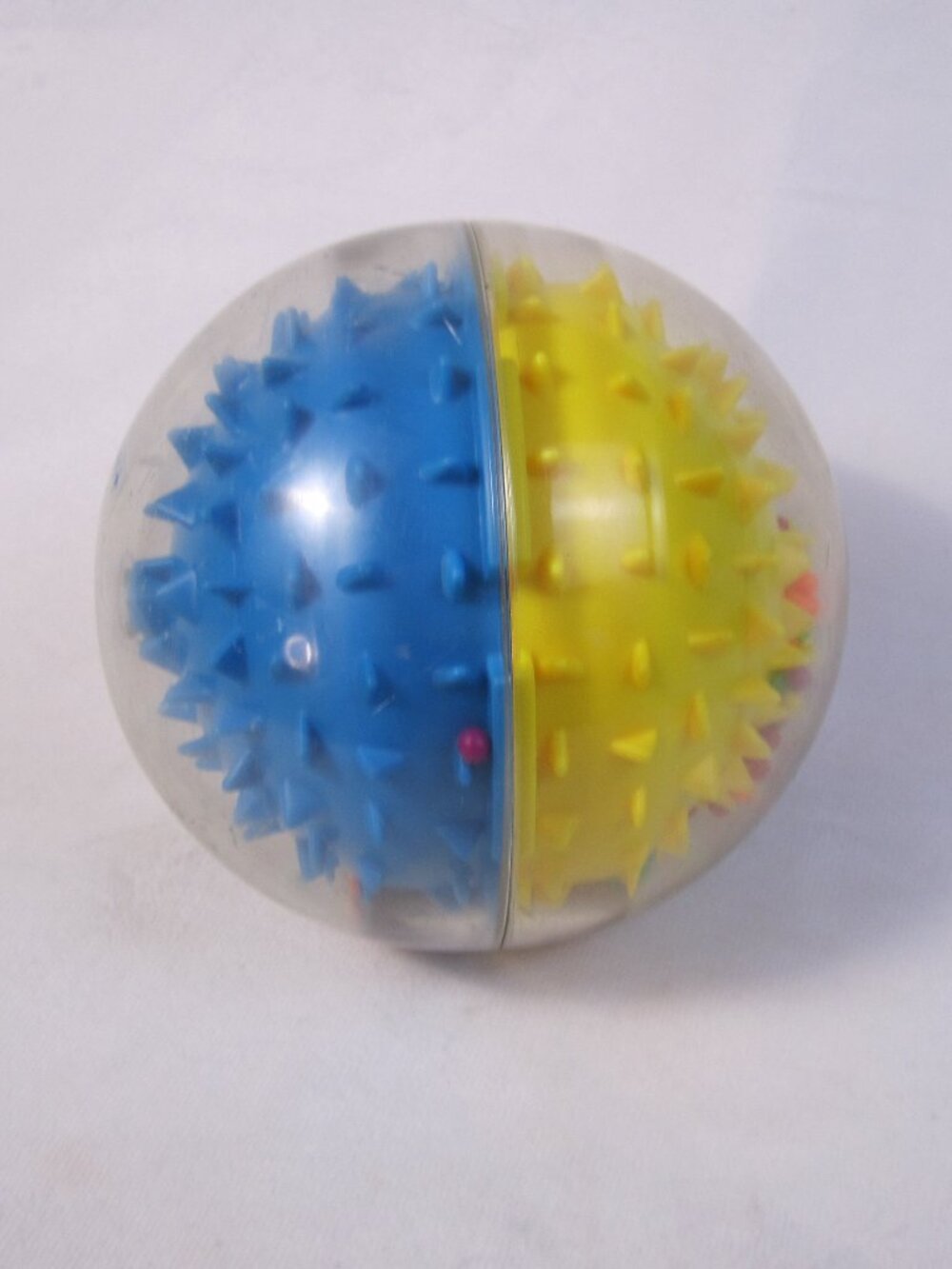 1993 Playskool Roll 'N Rattle Ball - Yellow Blue Colorful Beads - Sensory Tumble